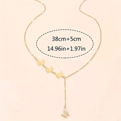 Elegant Butterfly Pendant Necklace, 18K Golden Plated, Simple Style, Korean Fashion, Iron Body