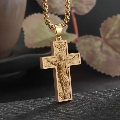 1pc Fashion Retro Exquisite Cross Pendant Necklace, Jewelry For Men And Women