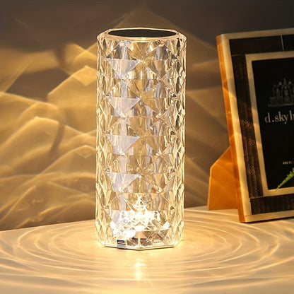 Crystal Diamond Table Lamp With Color-changing Touch Control