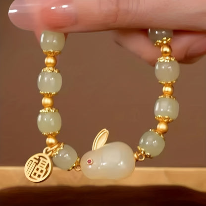 Year Of Rabbit Lucky Charm Imitation Jade Rabbit Bracelet