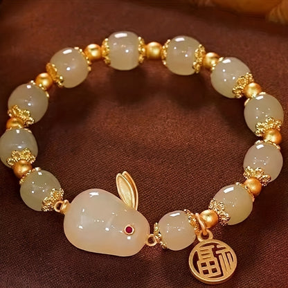 Year Of Rabbit Lucky Charm Imitation Jade Rabbit Bracelet