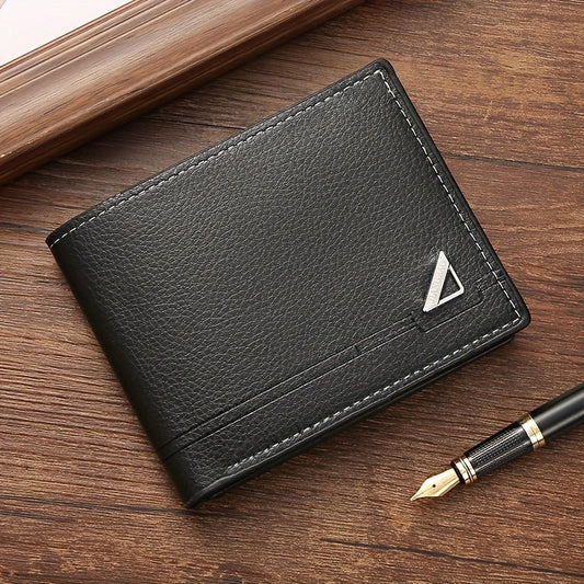 Men's Wallet Short Money Clip Soft PU Leather Wallet