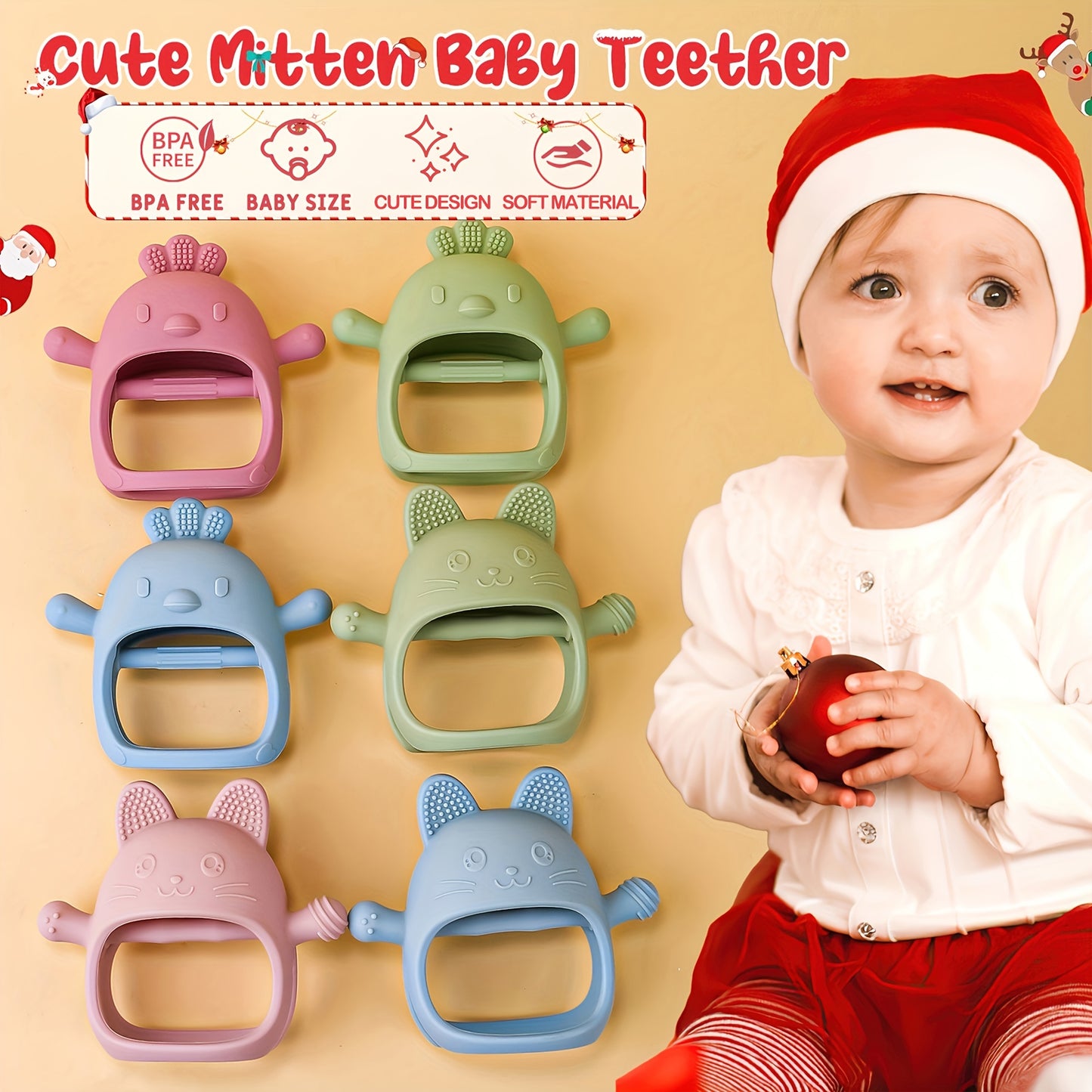 Food Grade Silicone Teether, Cute Animal Rabbit Chick Teether