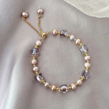 1pc Girl's Elegant Vintage Crystal Pearl Bracelet, Perfect For Girls, And Special Occasions