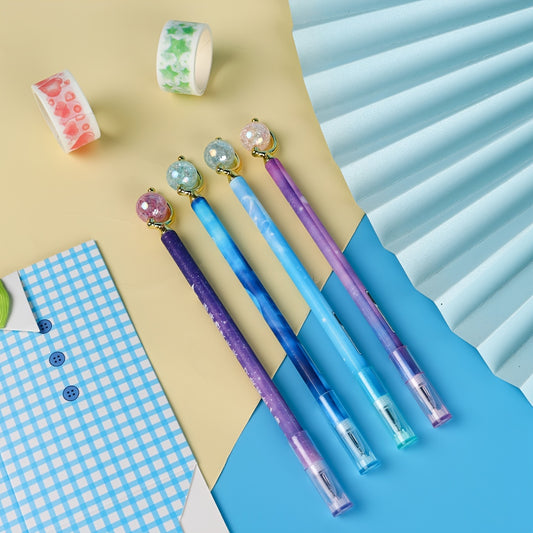 4pcs of Dreamy Starry Glass Planet Gel Pens - Make Writing Magical!