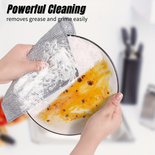 4 Pcs Metal Wire Cloth, Daily Use Cleaning Cloth, Mesh, Non Stick Oil Cloth