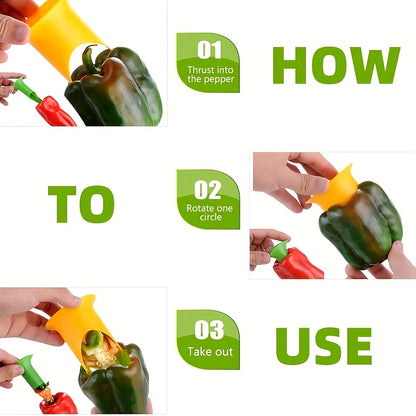 2pcs, Pepper Corer, Pepper Seed Remover, Plastic Chili Corer Remover
