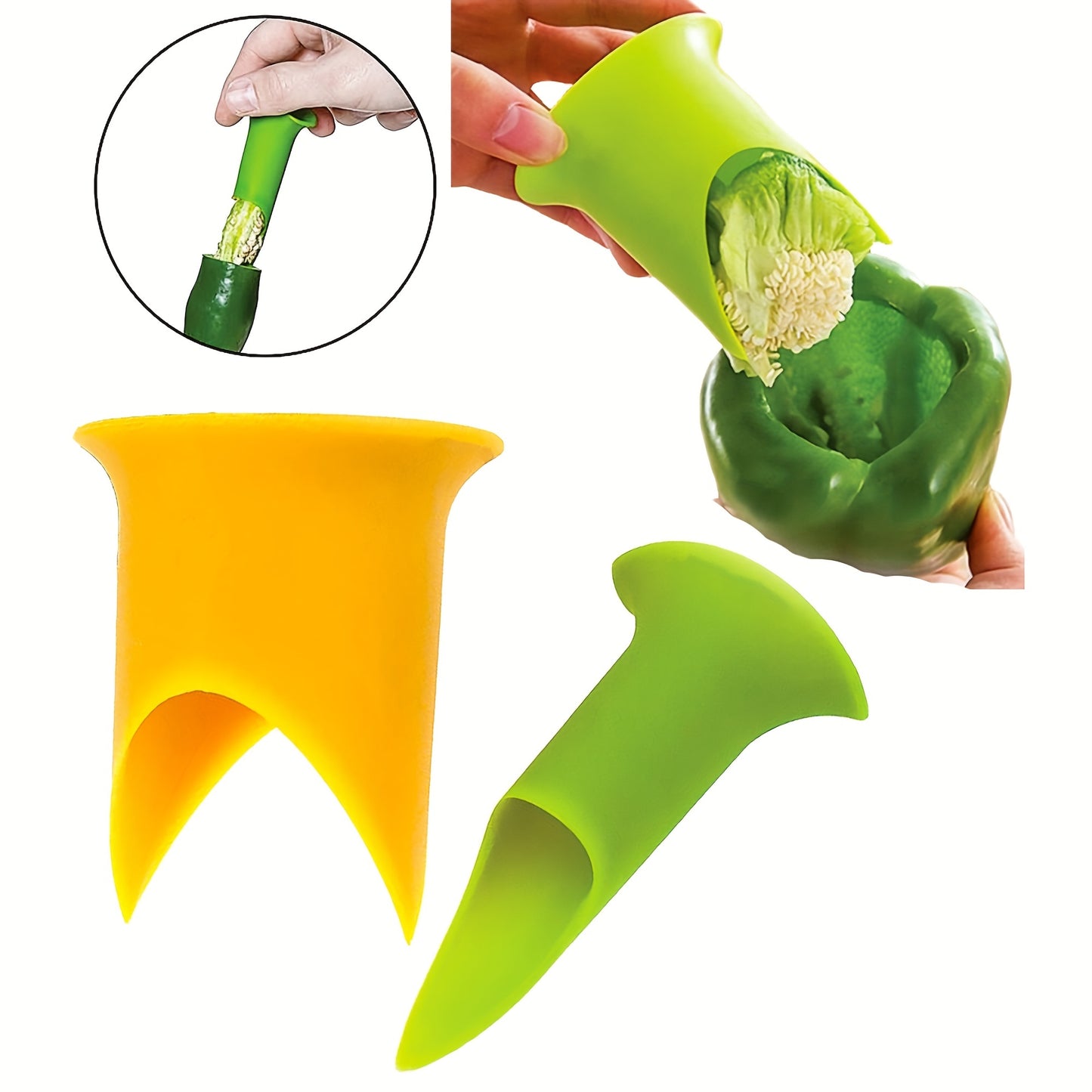 2pcs, Pepper Corer, Pepper Seed Remover, Plastic Chili Corer Remover