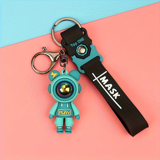 1pc Cartoon Lightning Bear Key Ring, Cute Astronaut Bear Doll Key Ring