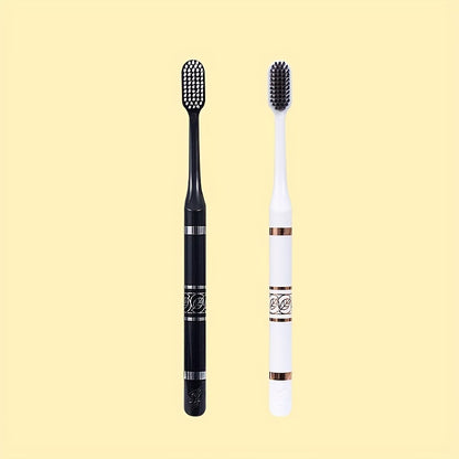 Soft Bristle Toothbrush, Advanced Black And White Couples Double Pack