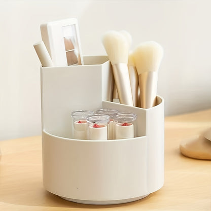 Rotating Makeup Brush Holder 3 Compartments, Cosmetic Supplies Organizer