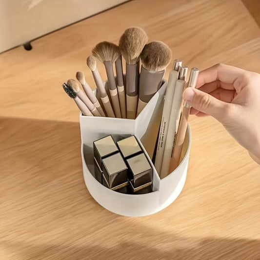 Rotating Makeup Brush Holder 3 Compartments, Cosmetic Supplies Organizer