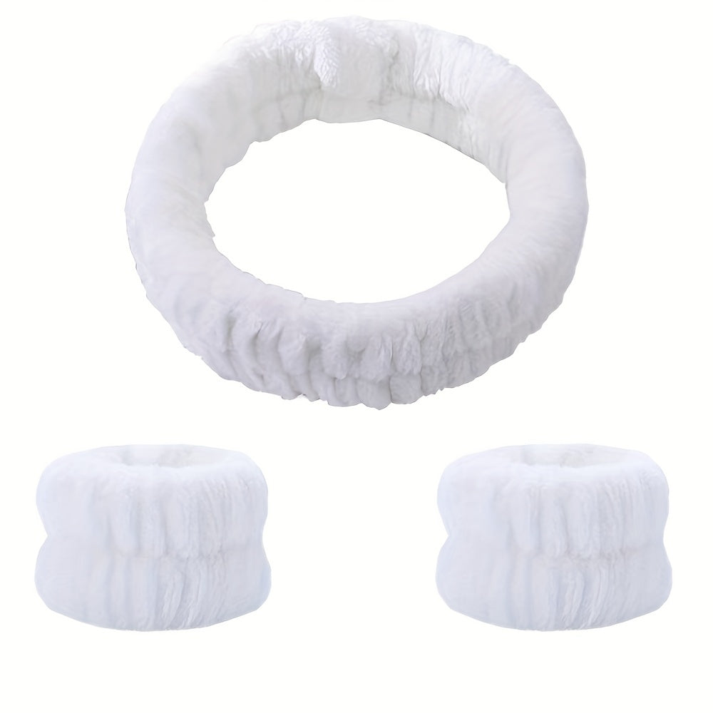 Headband Wrist Washband Scrunchies Cuffs For Washing Face, Towel Wristbands