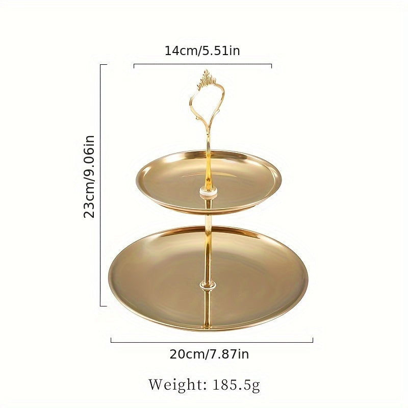 Double Layer Stainless Steel Cake Stand, Dessert Display Rack, Serving Tray For Cakes
