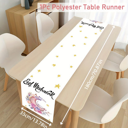 Eid Mubarak Decoration Polyester Table Runner Tablecloth Islamic Muslim Party Decor