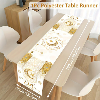 Eid Mubarak Decoration Polyester Table Runner Tablecloth Islamic Muslim Party Decor
