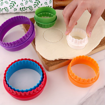 6pcs, Double Sided Cookie Cutters, Round Flower Shaped Pastry Cutter