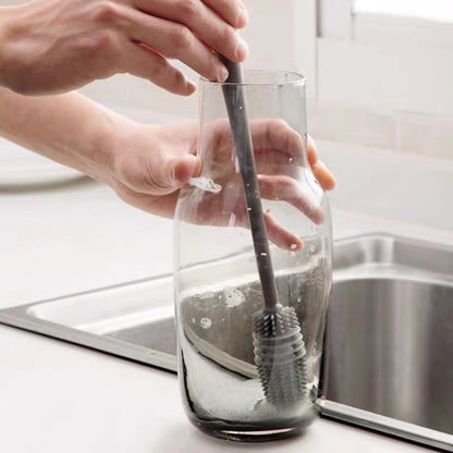 Long-Handle Silicone Cup & Bottle Brush, Reach Every Corner For A Thorough Clean, Kitchen Gadget