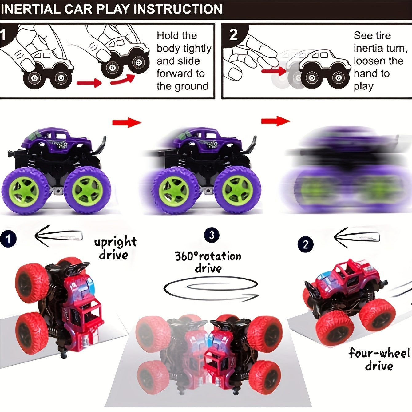 Four-wheel Drive Two-way Inertial Off-road Stunt Car Can Rotate With 360° Stunt