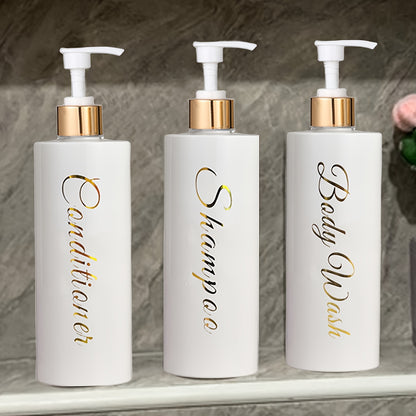 3pcs/Set Bathroom Dispenser, Empty Bottle For Shampoo, Shower Gel, Conditioner, Refillable Bathroom Dispenser