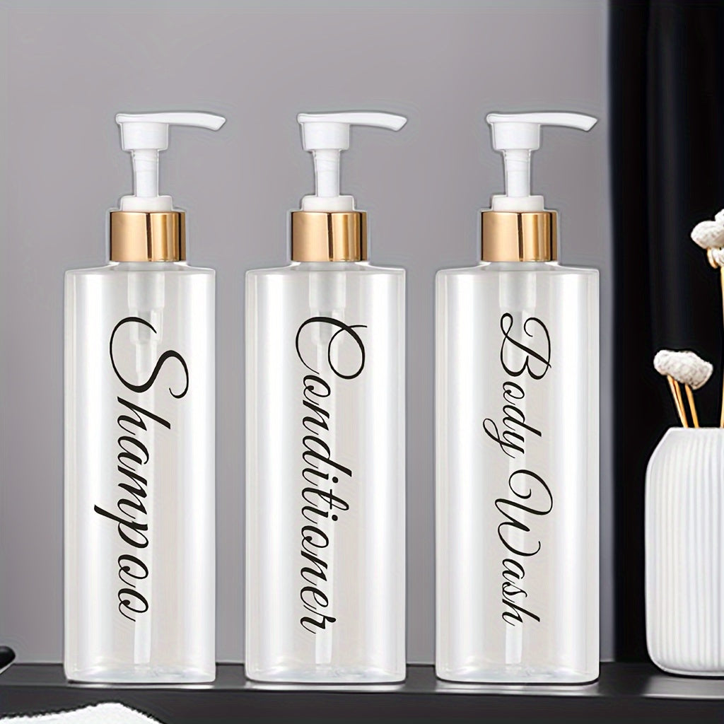 3pcs/Set Bathroom Dispenser, Empty Bottle For Shampoo, Shower Gel, Conditioner, Refillable Bathroom Dispenser