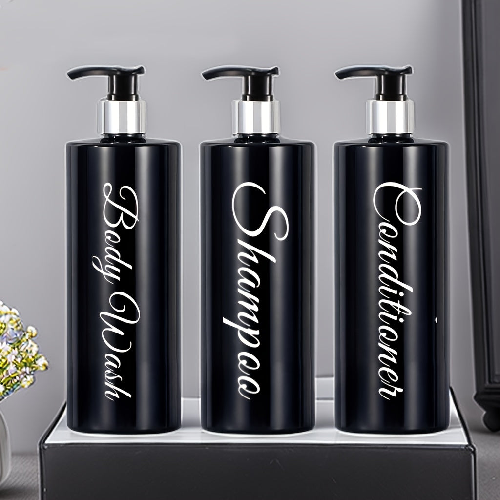 3pcs/Set Bathroom Dispenser, Empty Bottle For Shampoo, Shower Gel, Conditioner, Refillable Bathroom Dispenser