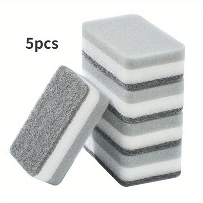 5pcs Double-sided Cleaning Sponges Household Scouring Pad Kit Cleaning Sponge