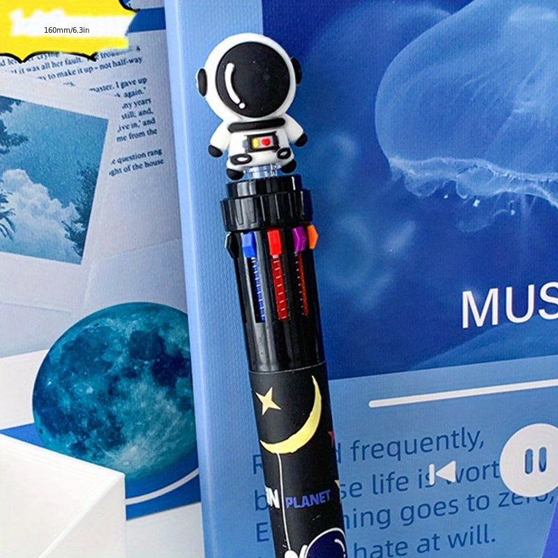1pc Astronaut 10-color Marker Pen Creative Multi-color Ballpoint Pen Retractable Color Multi-function Pen