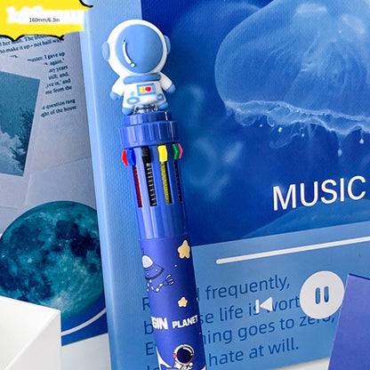1pc Astronaut 10-color Marker Pen Creative Multi-color Ballpoint Pen Retractable Color Multi-function Pen