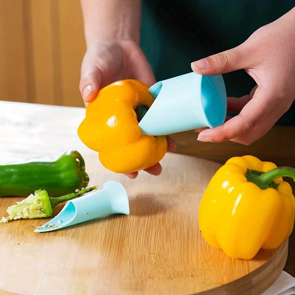 2pcs, Pepper Corer, Pepper Seed Remover, Plastic Chili Corer Remover