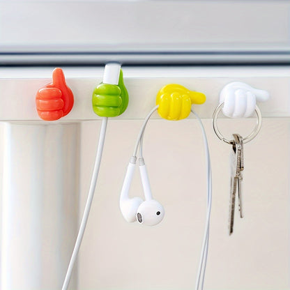 10 Pcs PVC Thumb Wall Hooks Funny Cord Holders For Cables