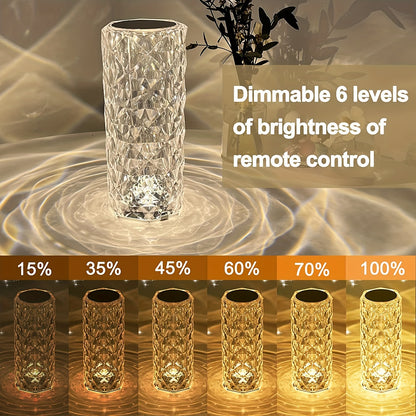 Crystal Diamond Table Lamp With Color-changing Touch Control