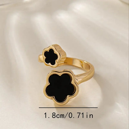 Elegant ,Lovely Style, 1pc Lucky Clover Ring, Golden Adjustable