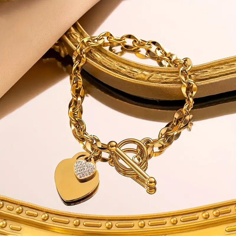 Elegant Vintage-Inspired 18K Gold Plated Titanium Steel Bracelet for Women - Perfect for Casual Attire