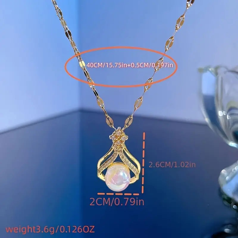 Exquisite Zircon Pendant Necklace, Elegant Temperament High-End Sense Fashionable