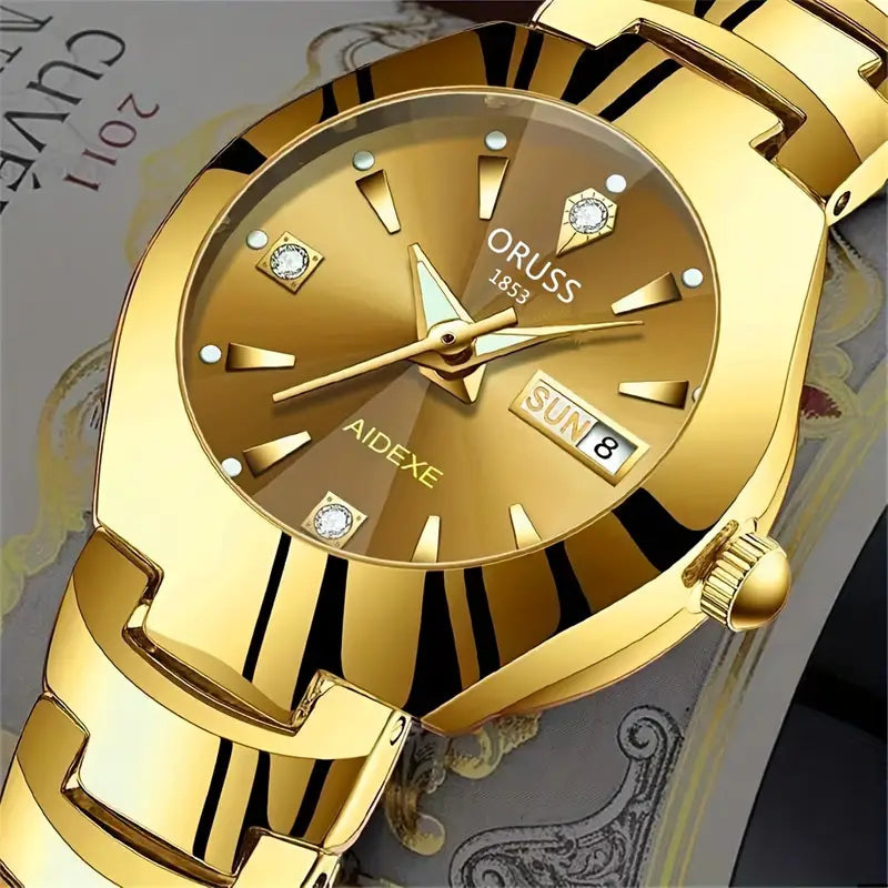 Luxury Rhinestone Quartz Watch for Women - Elegant Round Pointer Analog Wrist Watch