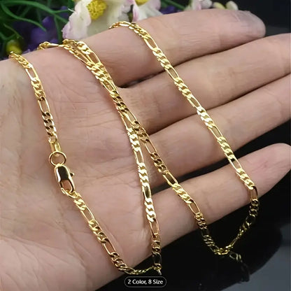 20 inch Fashion 4mm Flat Chain Necklace, Gold-plated Jewelry