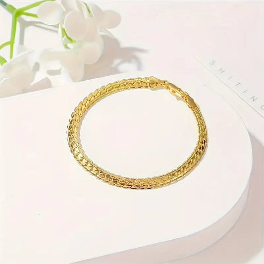 1 Pc Simple Chain Design Bracelet Alloy 18K Gold Plated Jewelry Elegant Sexy Style