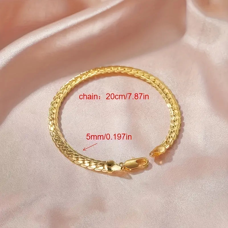 1 Pc Simple Chain Design Bracelet Alloy 18K Gold Plated Jewelry Elegant Sexy Style