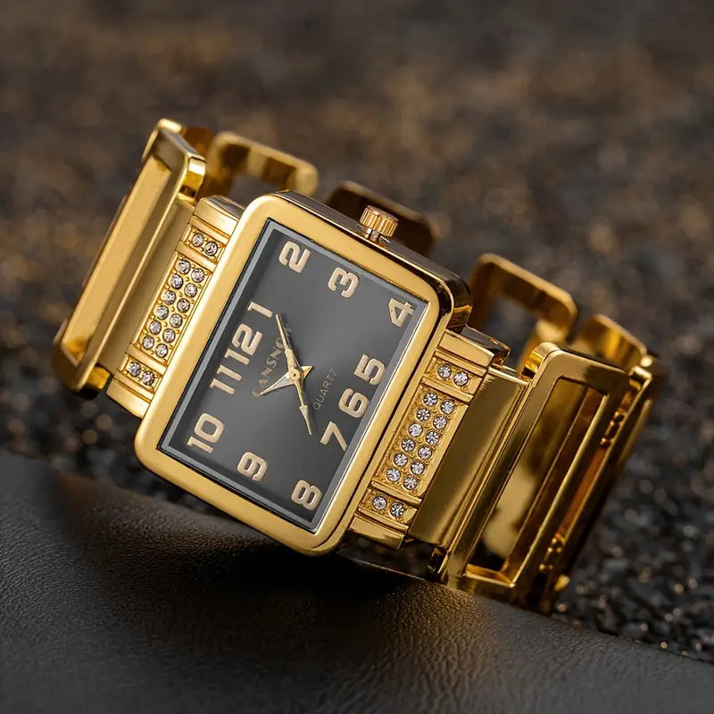 Luxury Rectangle Rhinestone Dial Women'S Fashion Bracelet Watch