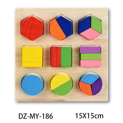 3D Wooden Puzzle Geometric Shapes - Montessori Toys