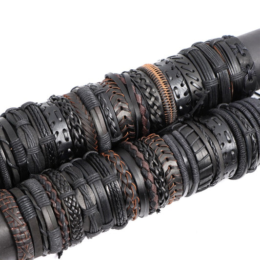 10pcs Mixed Leather Bracelets For Men And Women, Assorted Varieties