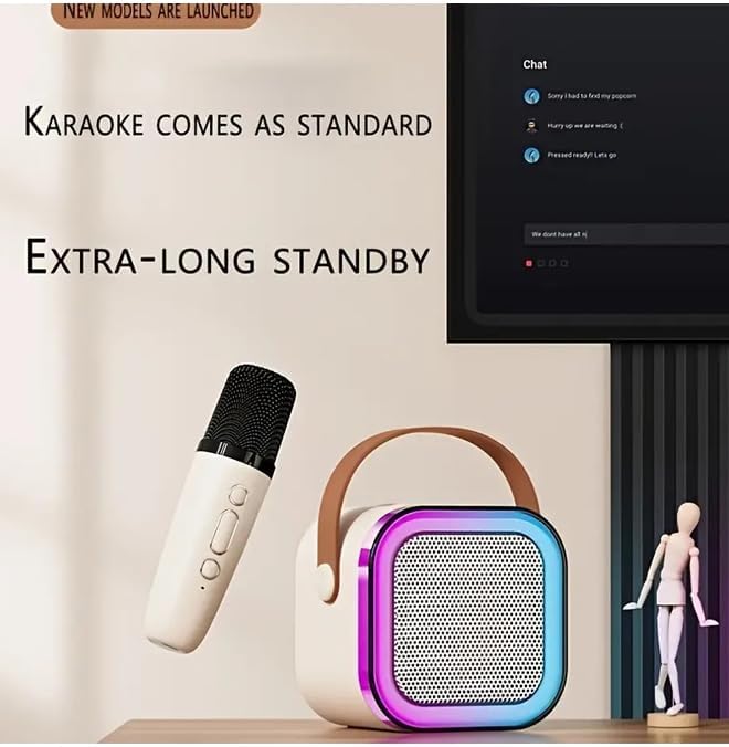 K1 Mini Karaoke Machine with 1 Wireless Microphones, Portable Bluetooth Speaker