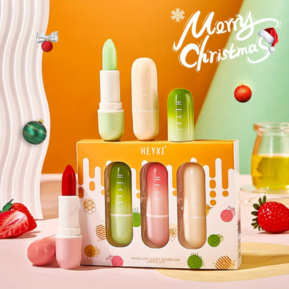 3pcs Lip Balm Gift Box Strawberry/Aloe Vera/Honey Color Changing Lip Balm