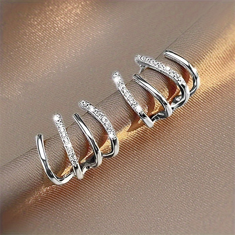 Claw Shaped Stud Earrings Inlaid Rhinestone Alloy Jewelry Elegant Simple Style For Women Daily Versatile Earrings