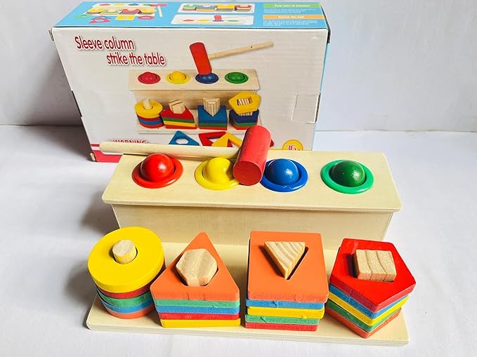 Wooden Toys Wooden Hammer with Geometric Shape