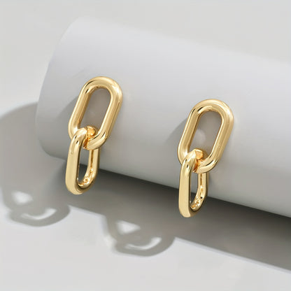 Minimalist Style Drop Earrings Double Hollow Geometry Design