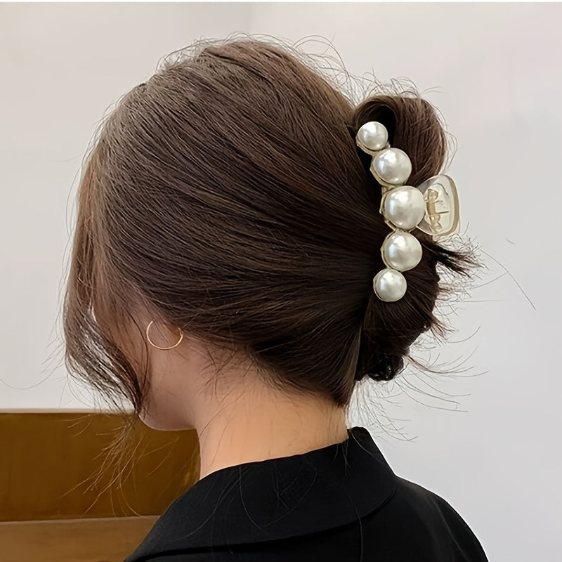 Faux Pearl Hair Claw Clips For Women, Hair Barrette Clamps For Thick Thin Hair, Fashion Hair Accessories Headwear Styling Tools