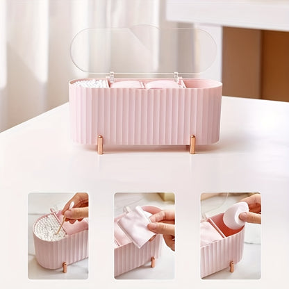 Makeup Organizer With Lid Dustproof Swab Holder Storage Box