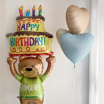1pc, Holder Cake Bear Aluminum Film Balloon Birthday Party
